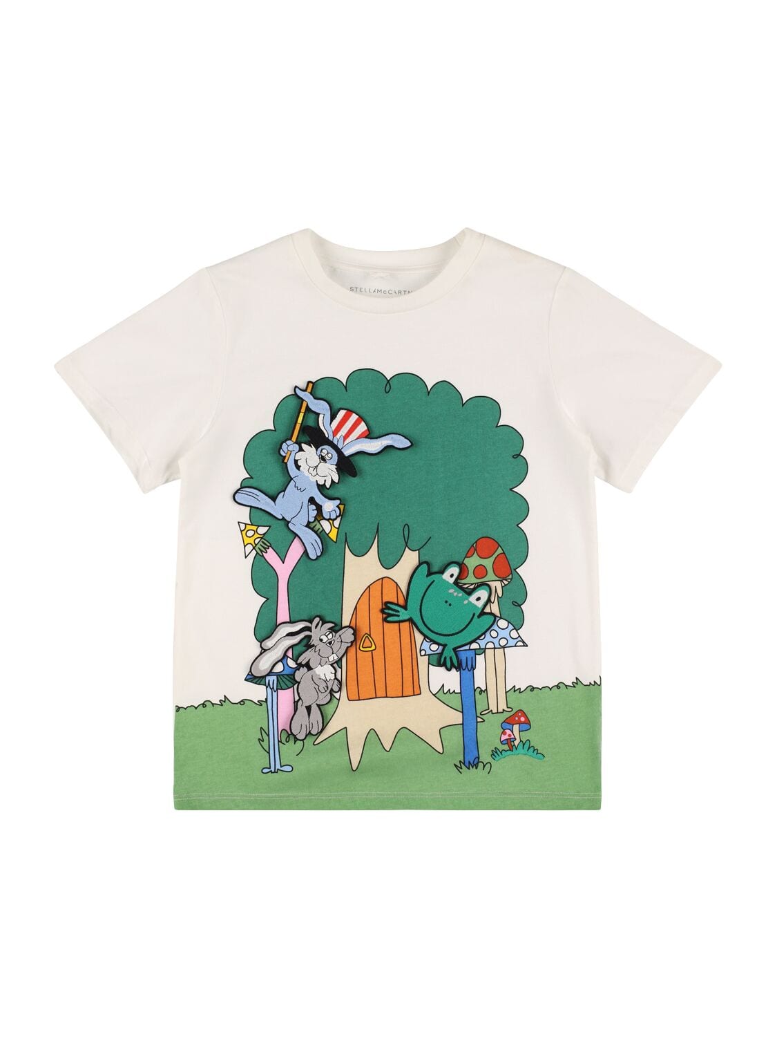 Printed Cotton Jersey T-shirt W/ Patches