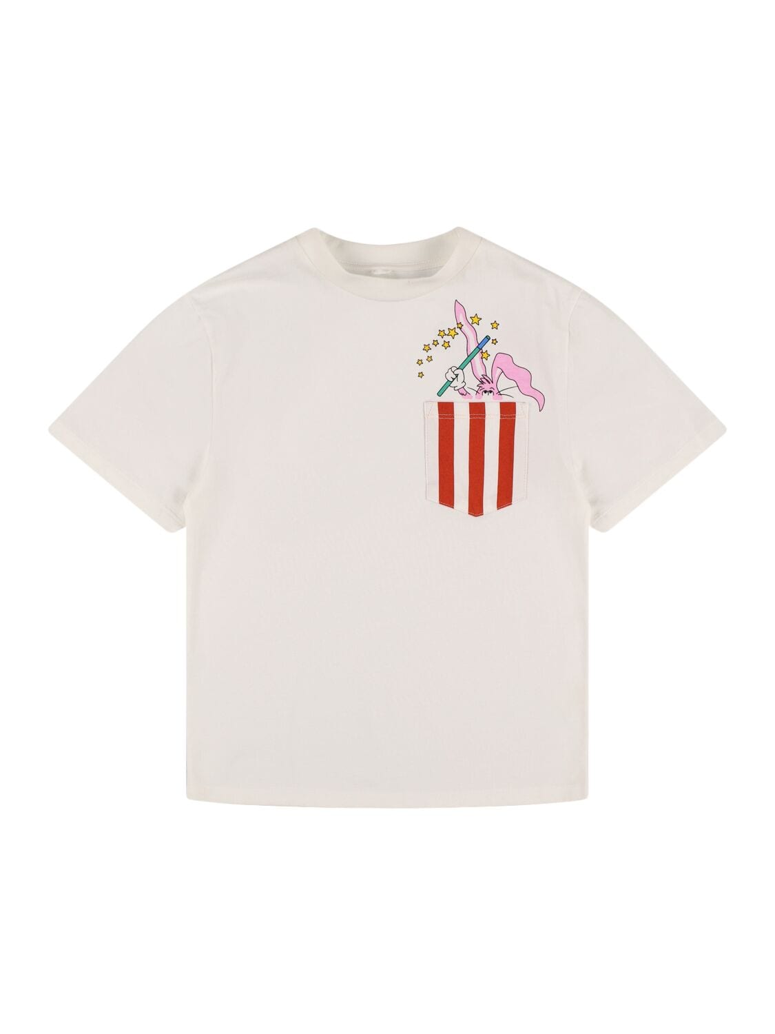 Printed Cotton Jersey T-shirt W/ Pocket