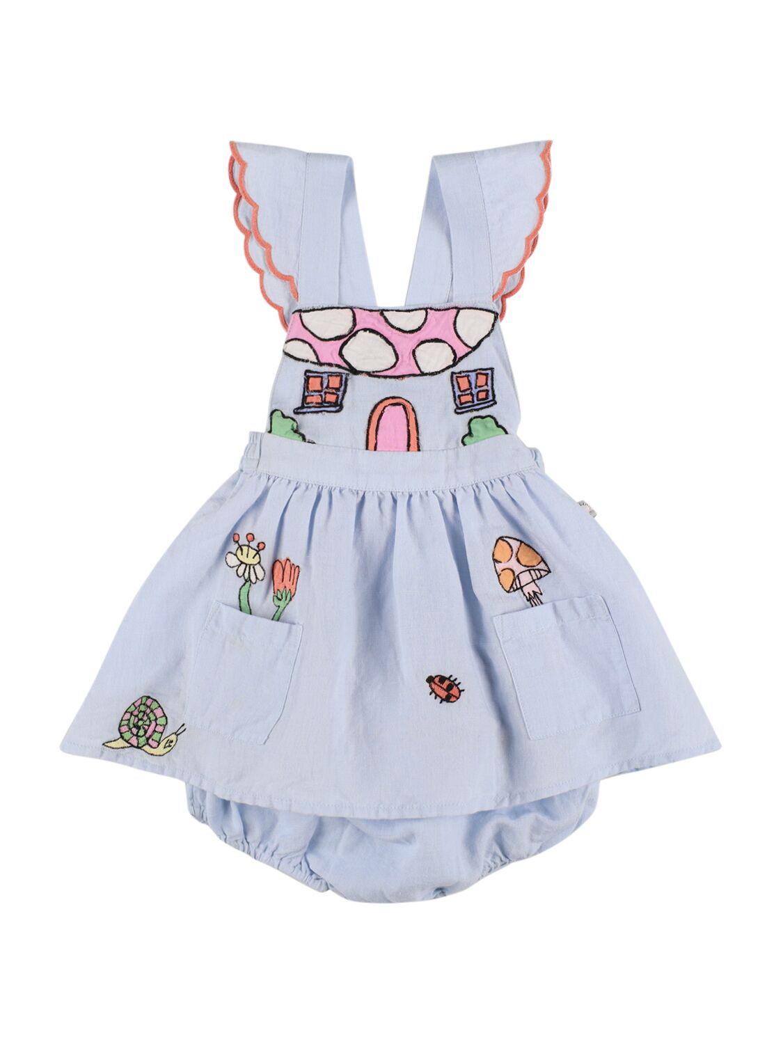 Stella Mccartney Cotton Blend Dress & Diaper Cover In Light Blue