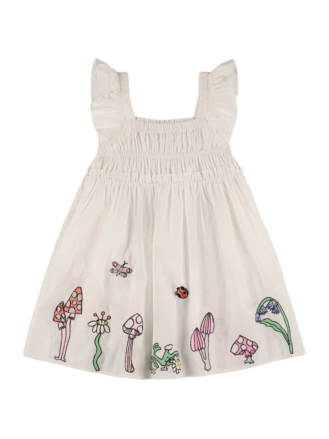 Stella Mccartney Embroidered Cotton Poplin Dress In White