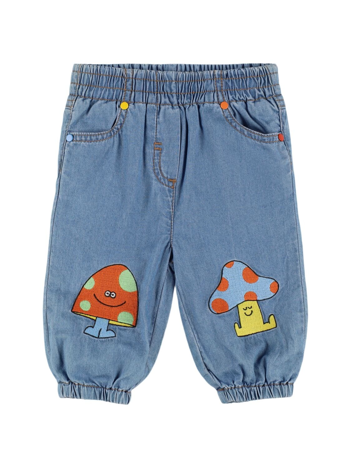 Embroidered Cotton Chambray Pants