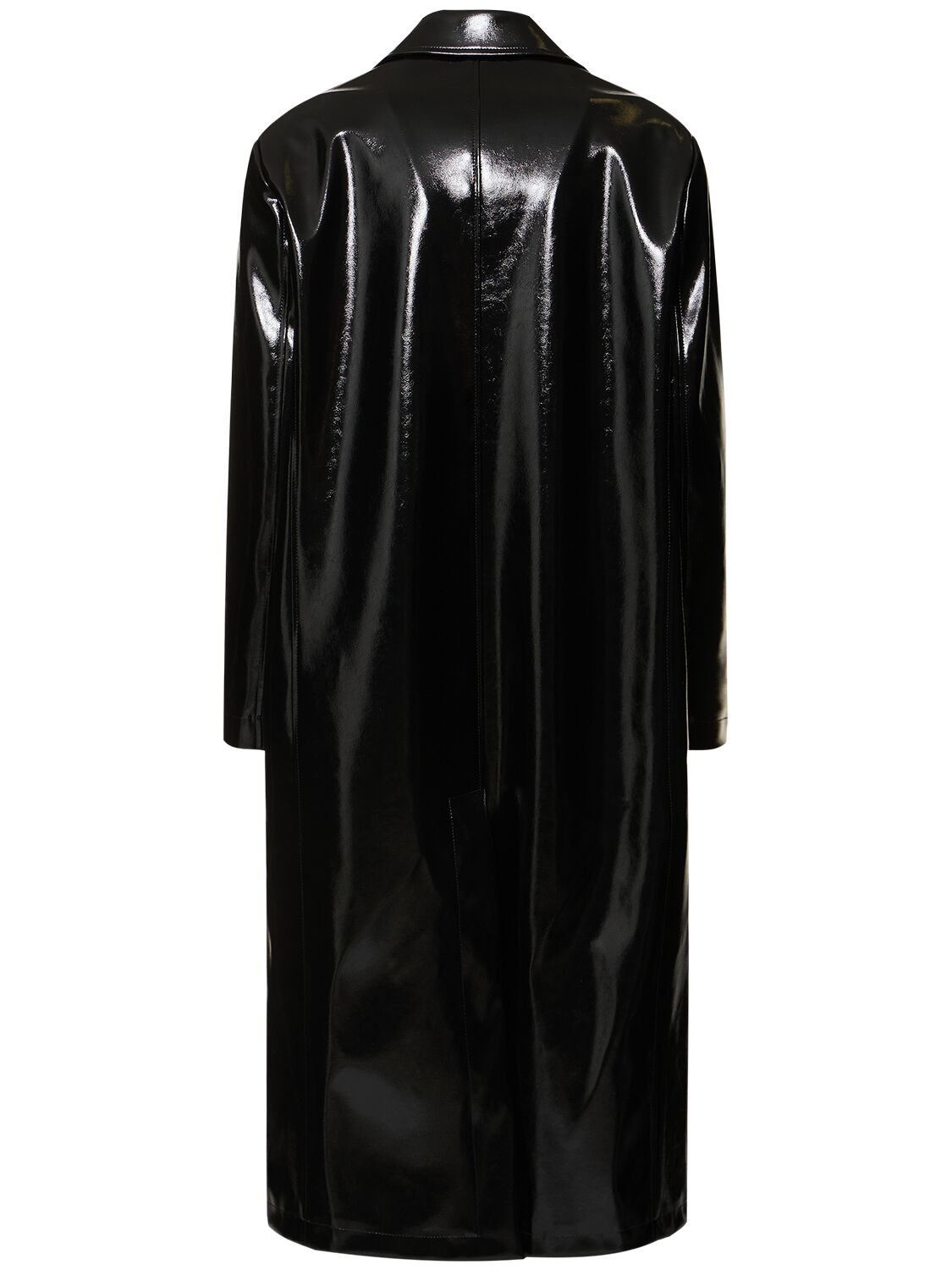 Shop Msgm Single Breast Patent Coat In Black