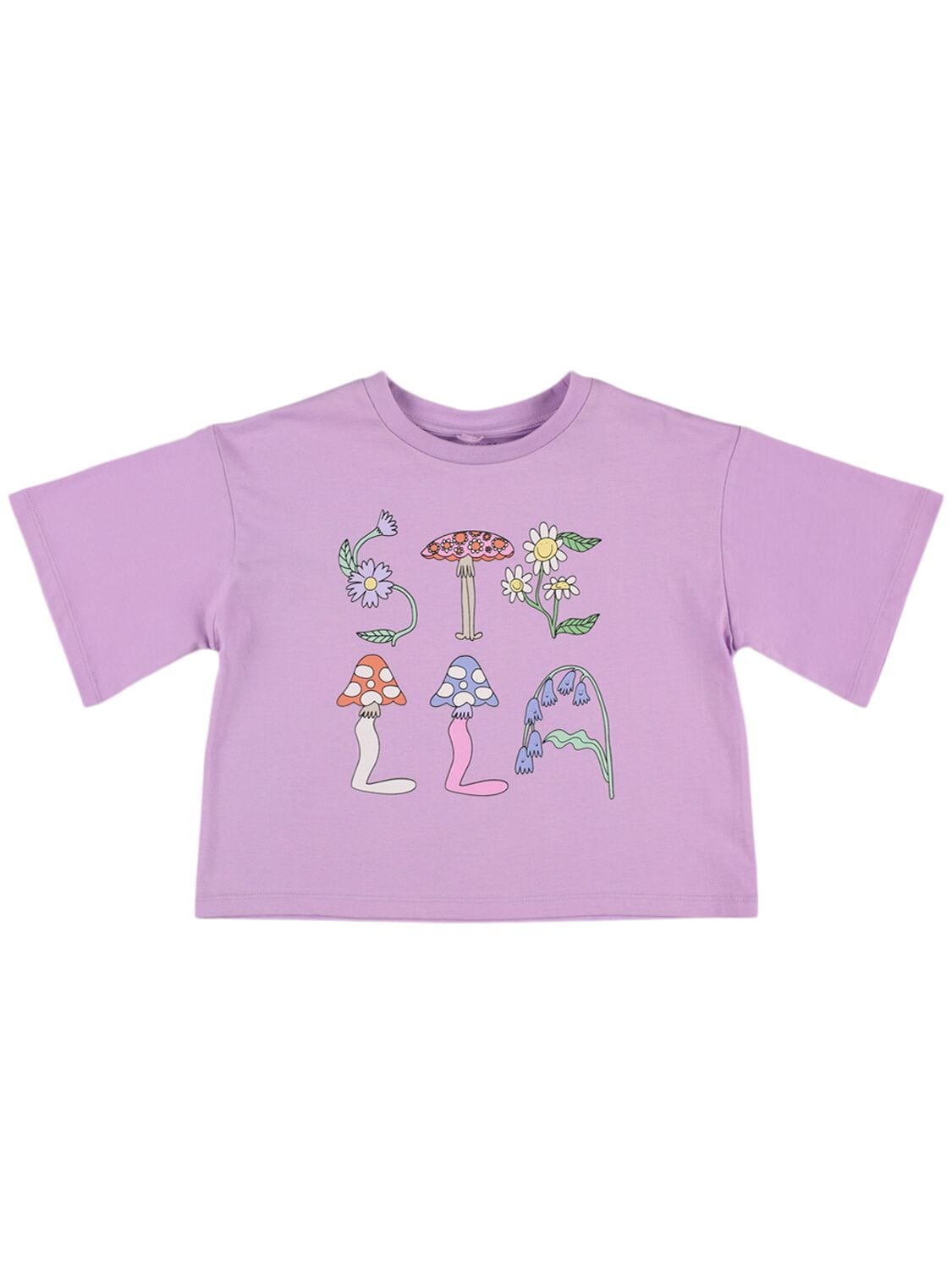Printed Cotton Jersey Cropped T-shirt