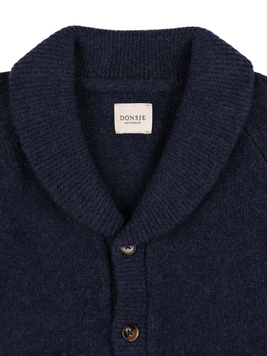 Shop Donsje Wool Knit Cardigan In Dark Blue