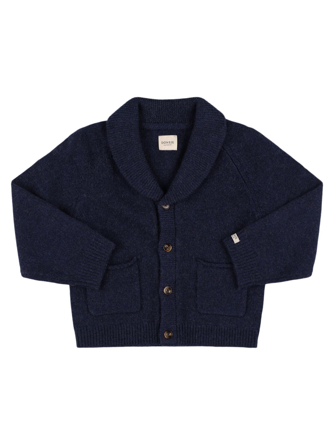 Donsje Kids' Wool Knit Cardigan In Dark Blue