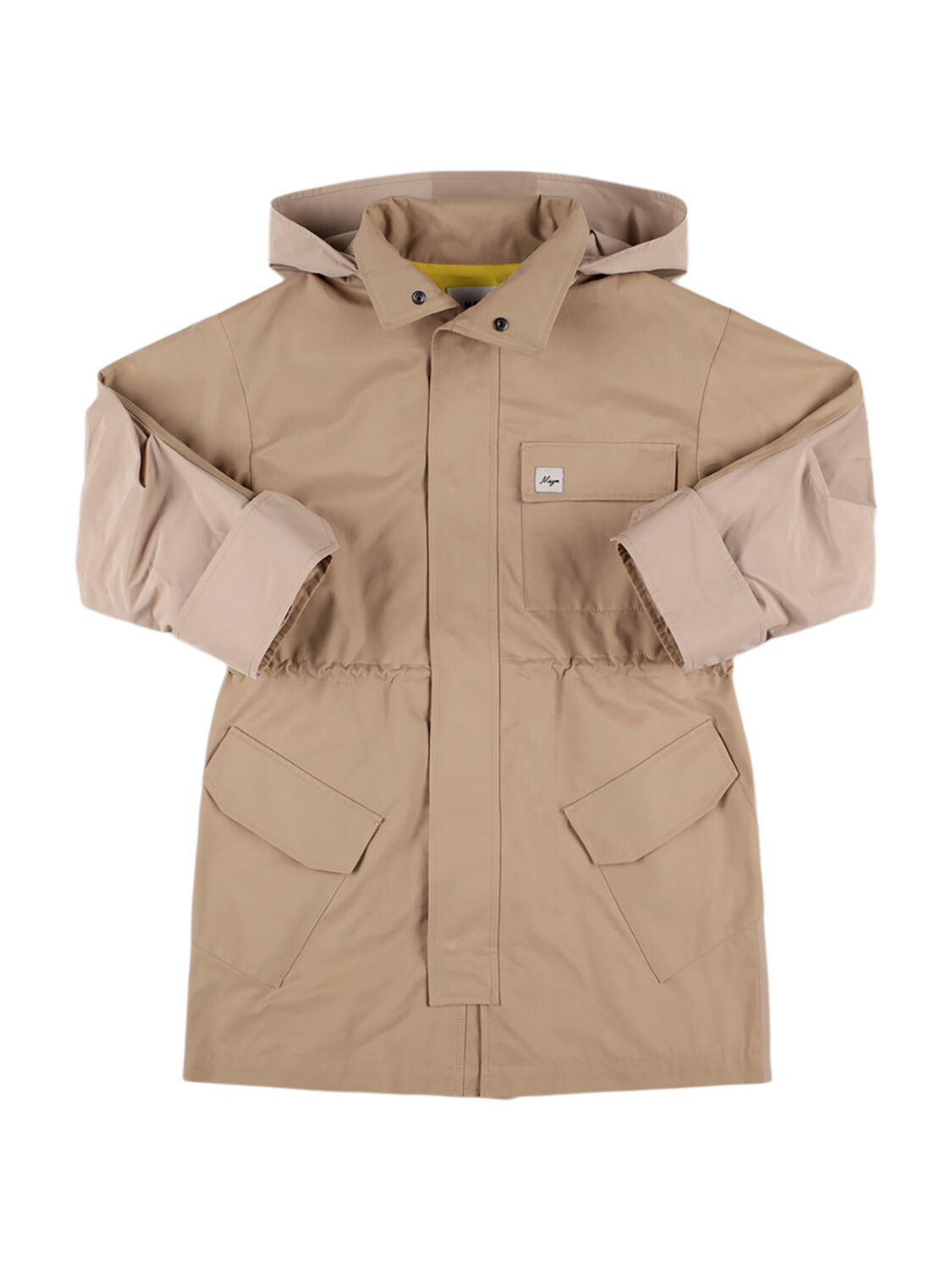 Msgm Cotton Blend Gabardine Hooded Parka In 米黄色