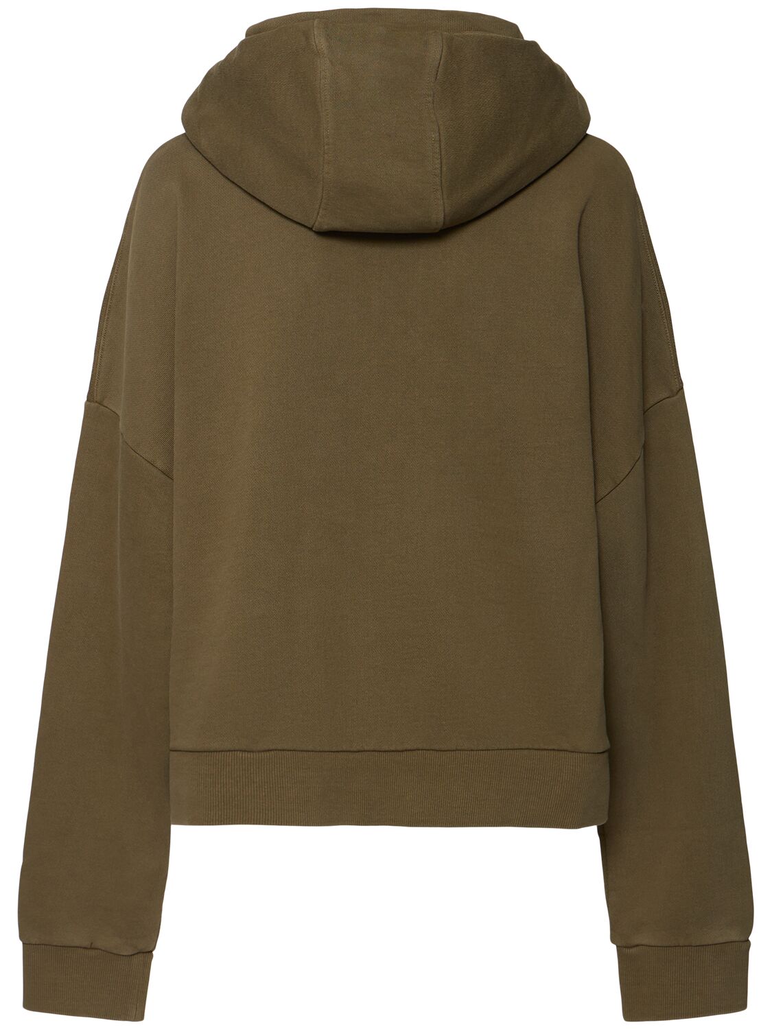 Shop Entire Studios Full Zip Cotton Hoodie In Military Green