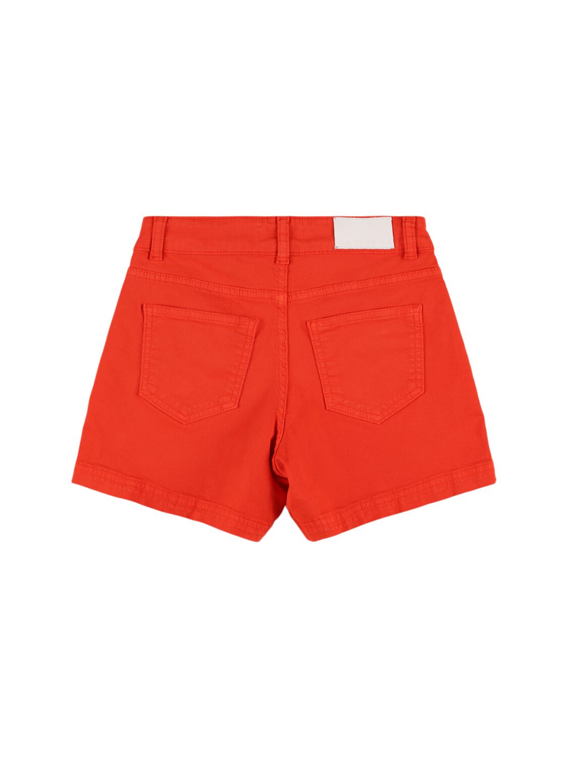 Msgm Embellished Cotton Blend Denim Shorts In Red