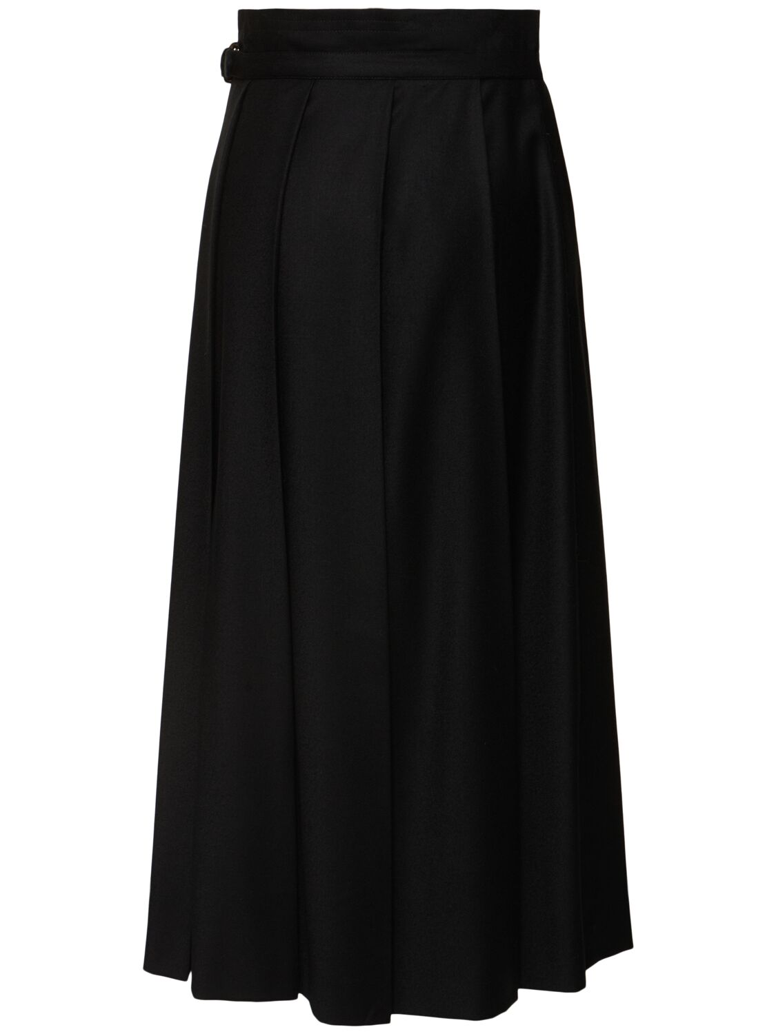 Shop Weekend Max Mara Palk Pleated Wool Blend Midi Skirt In Black