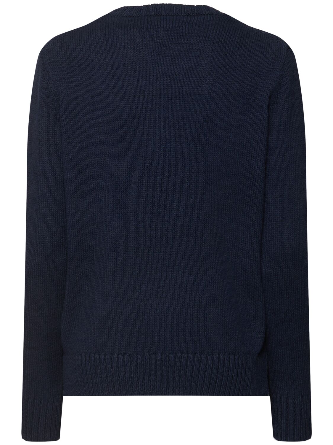 Shop Polo Ralph Lauren Bear Cotton Blend Knit Sweater In Blue