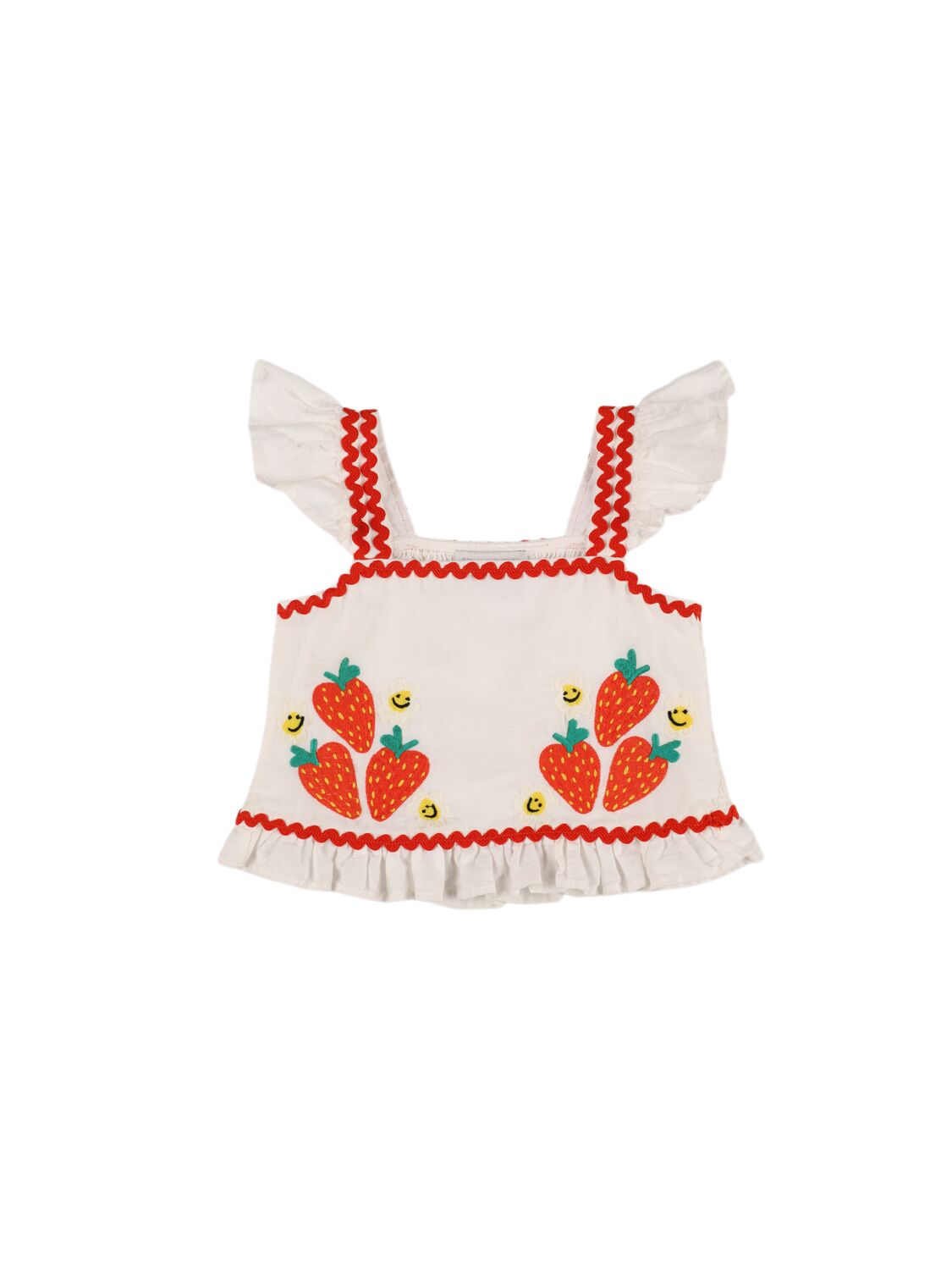 Stella Mccartney Embroidered Cotton And Linen Top In Off-white