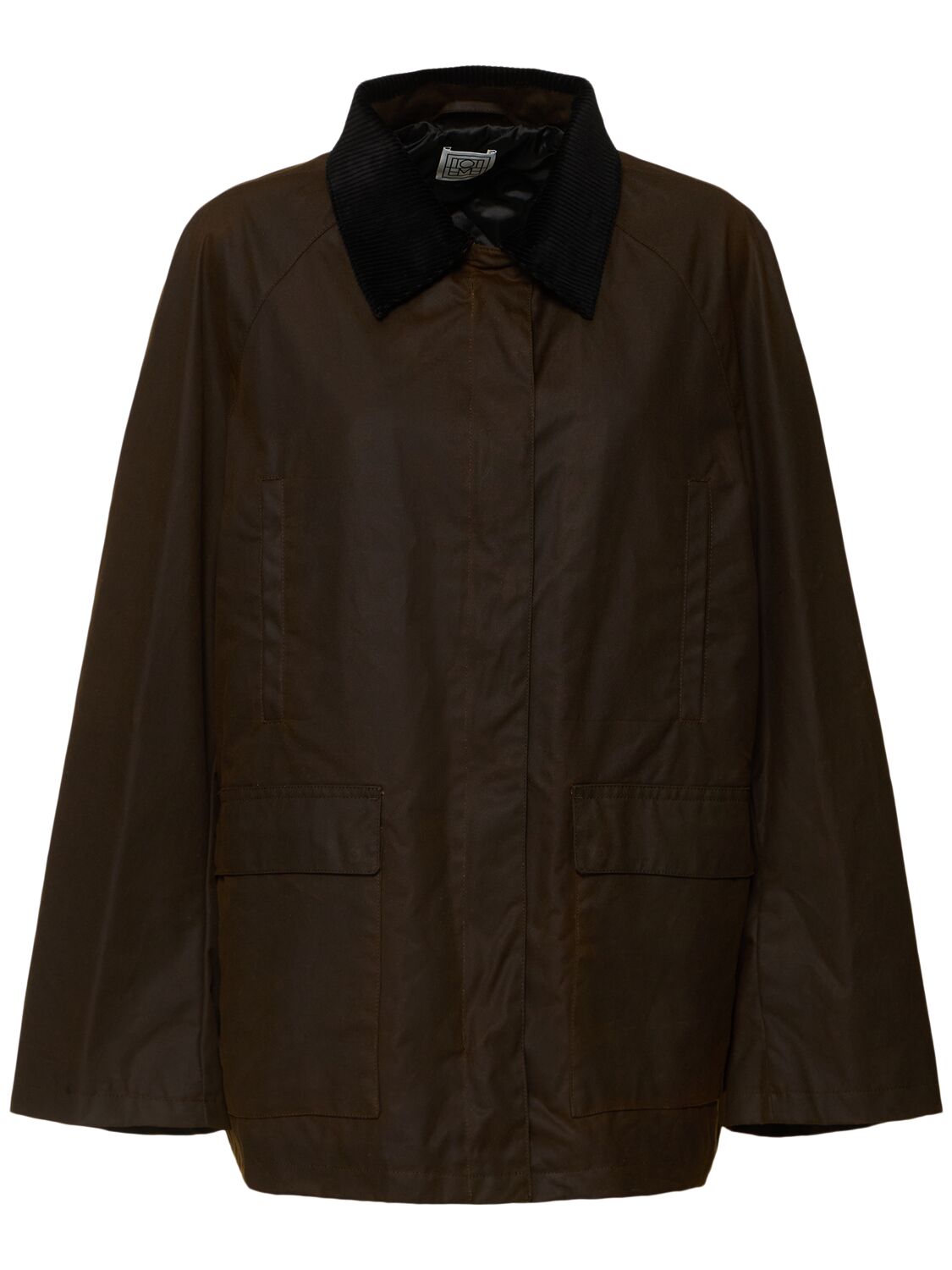 Shop Totême Country Waxed Cotton Short Jacket In Brown