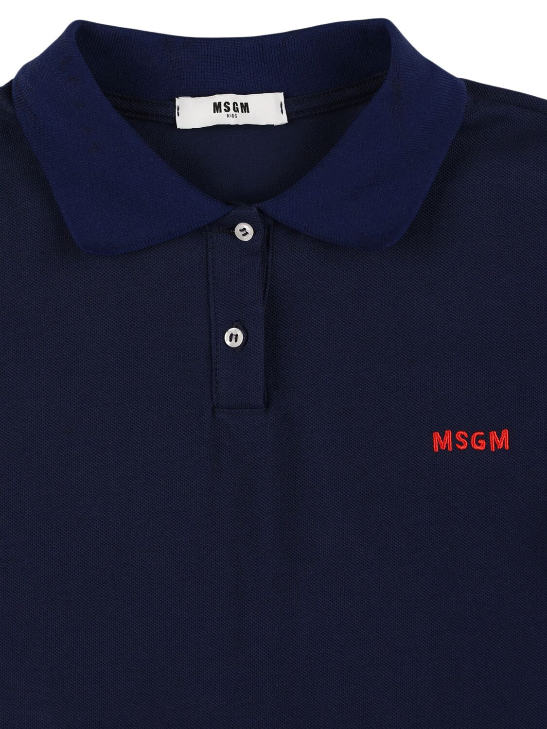 Msgm Embroidered Cotton Piquet Polo T-shirt In 蓝色