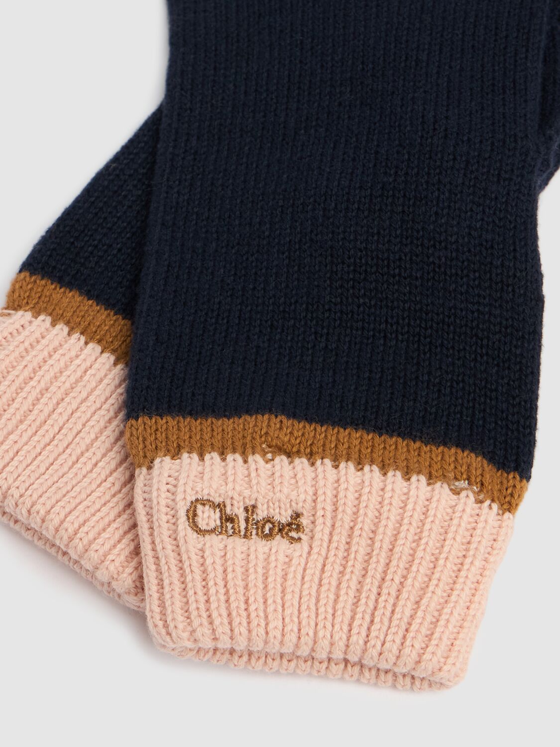 Shop Chloé Cotton & Wool Gloves In Blue