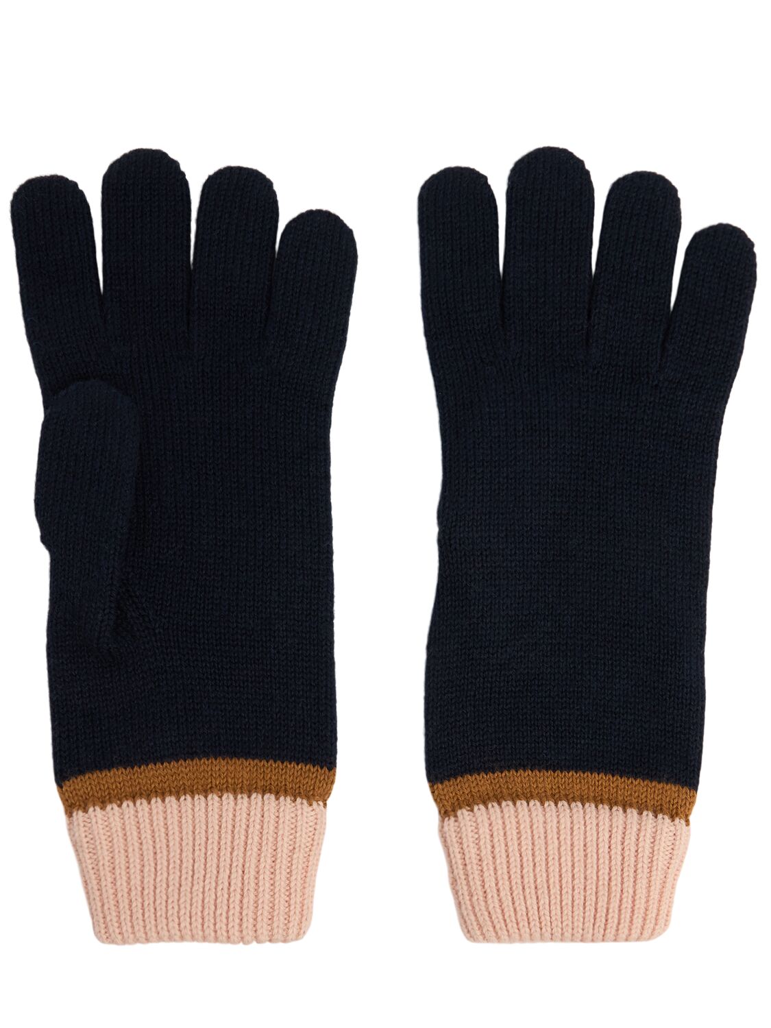 Chloé Cotton & Wool Gloves In Blue