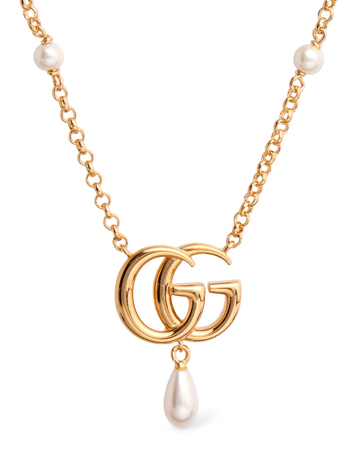 GUCCI GG MARMONT BRASS PENDANT NECKLACE 