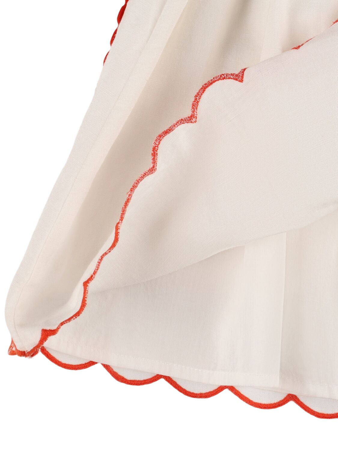 Stella Mccartney Strawberry Embroidered Scalloped Trim Skirt In White