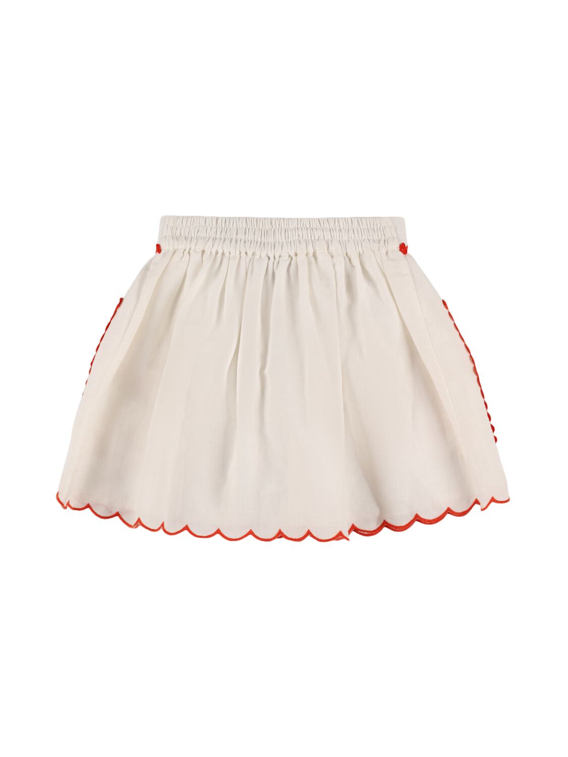 Stella Mccartney Strawberry Embroidered Scalloped Trim Skirt In White