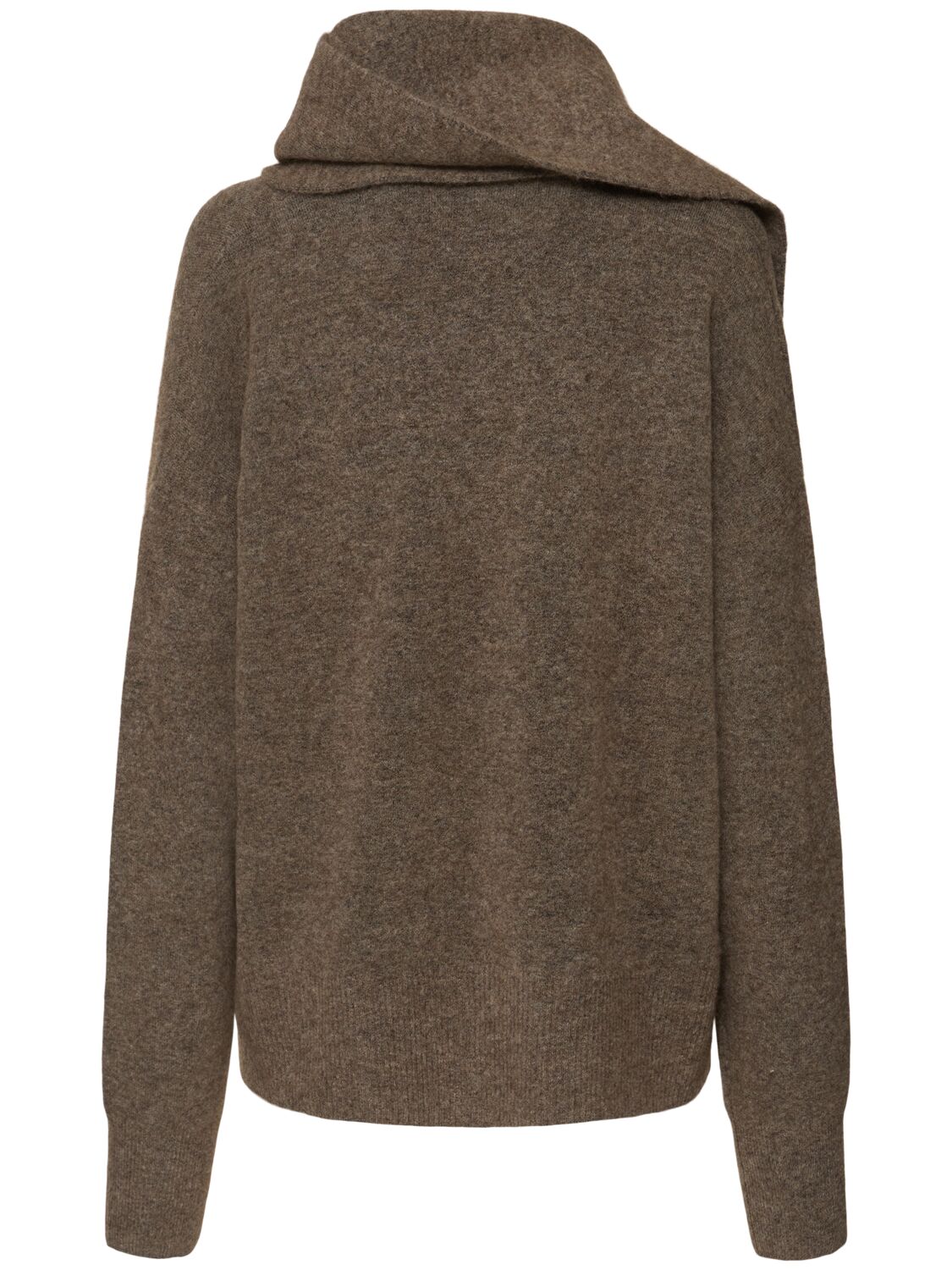 Shop Totême Draped Scarf Wool Blend Knit Sweater In Brown