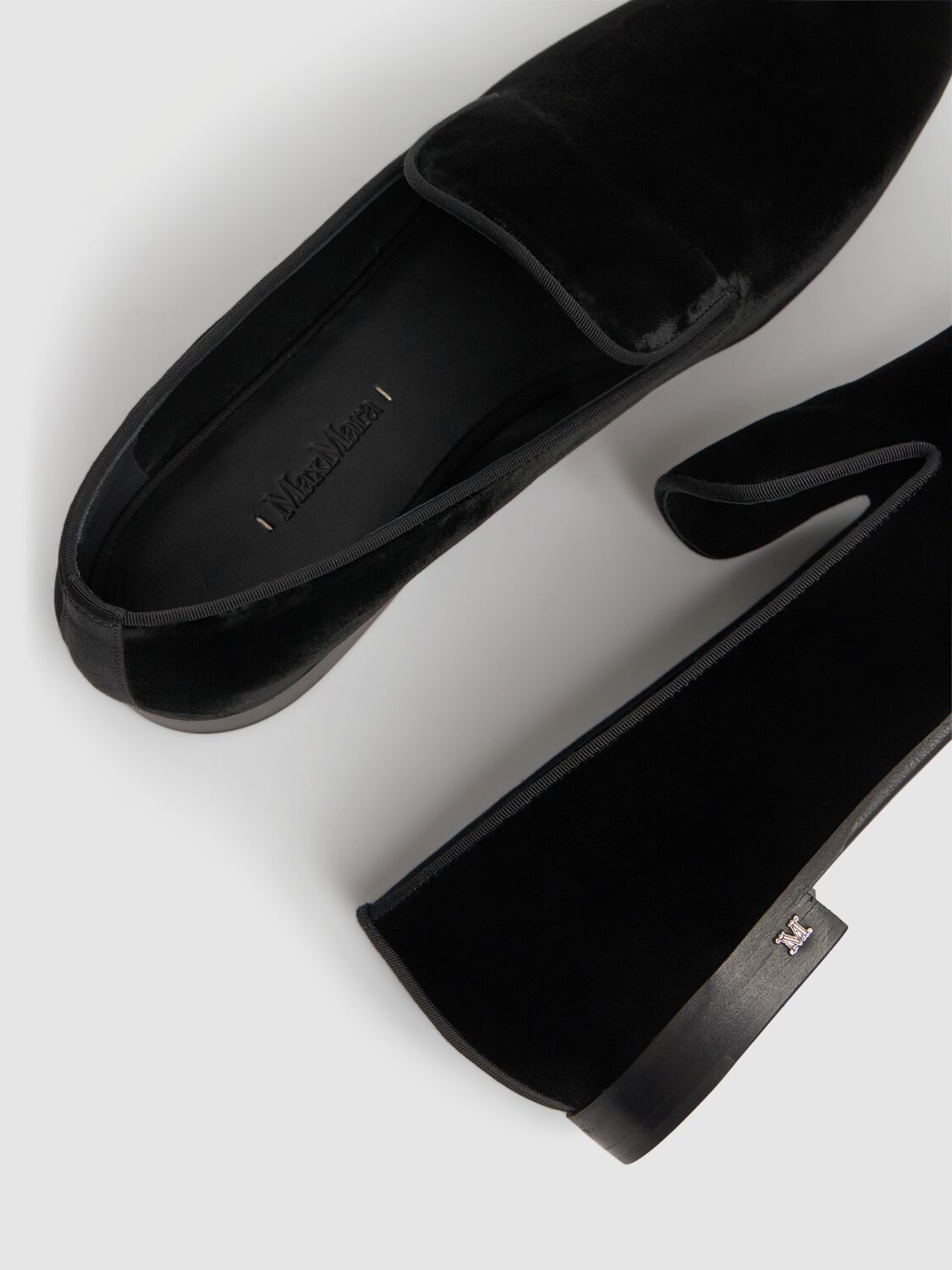 Shop Max Mara 10mm Velvet Slippers In Black