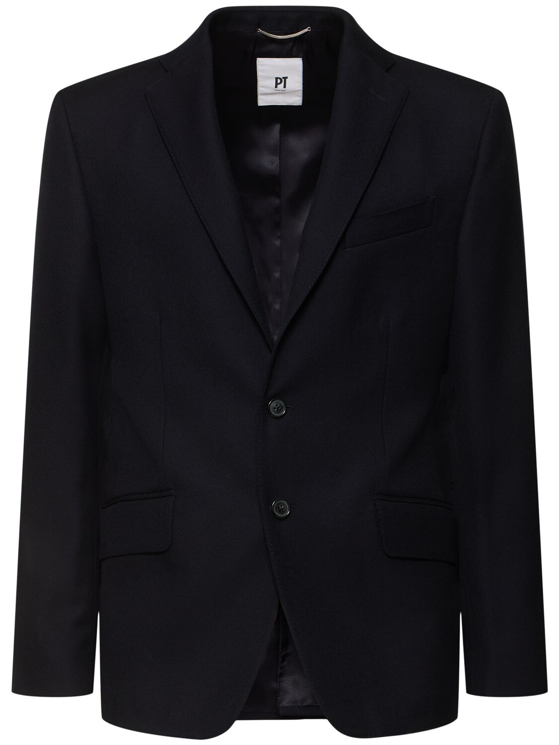 Pt Torino Single Breast Wool Drill Blazer In Navy