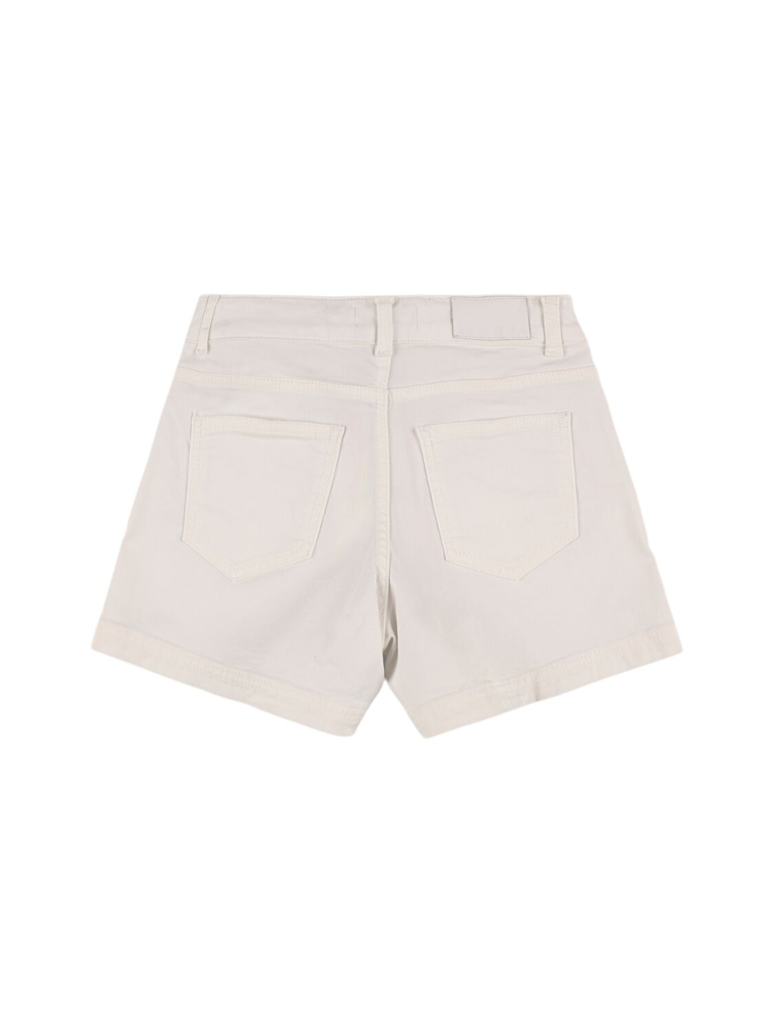 Msgm Embellished Cotton Blend Denim Shorts In 白色