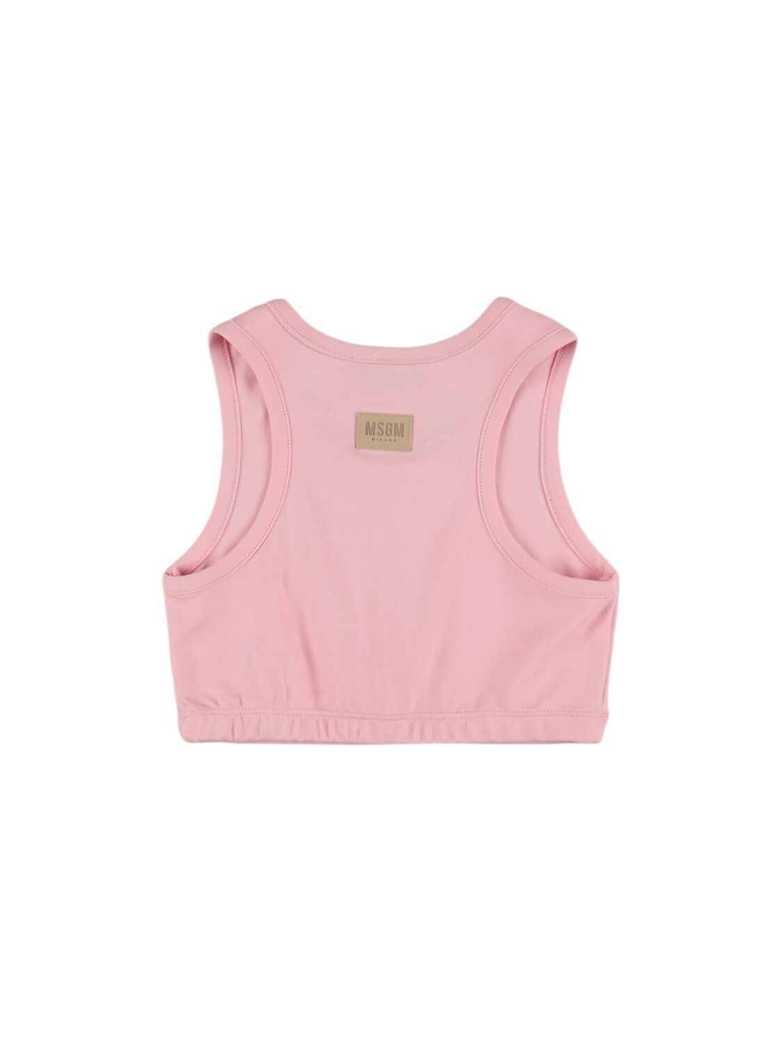 Msgm Printed Cotton Interlock Tank Top In Pink
