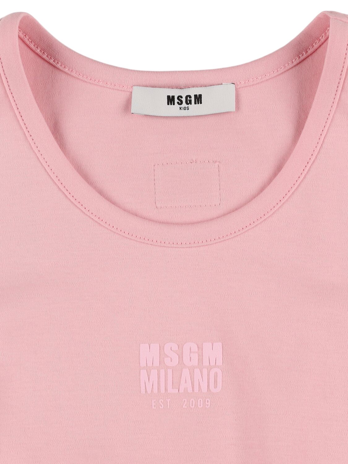 Msgm Printed Cotton Interlock Tank Top In Pink