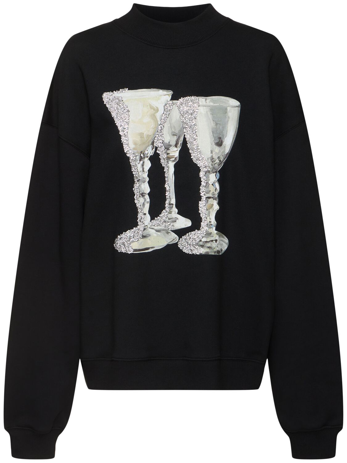 Shop Msgm Printed Crewneck Sweatshirt In Black