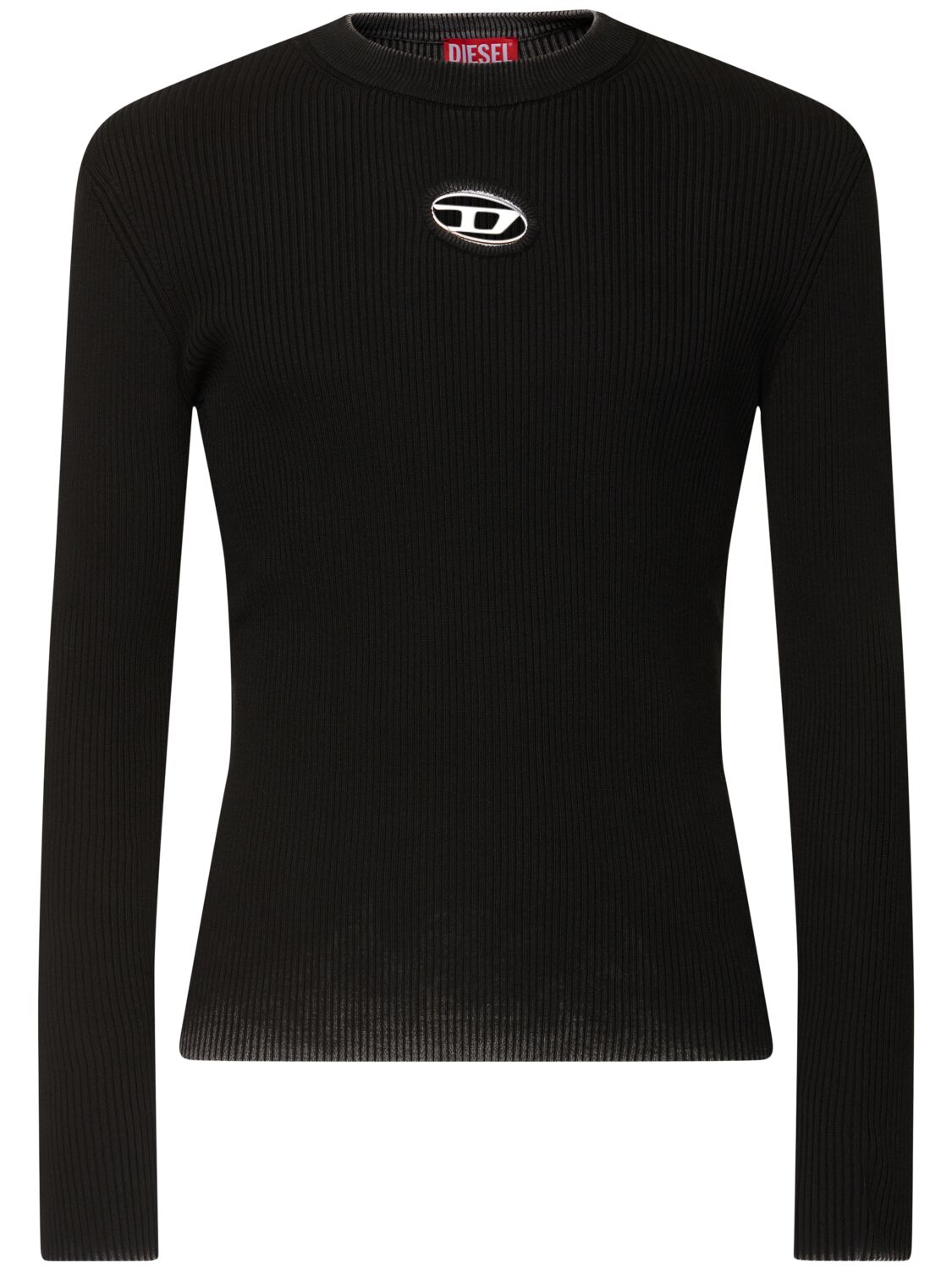 Diesel K-darin Knit Long Sleeve Crewneck Shirt In Black