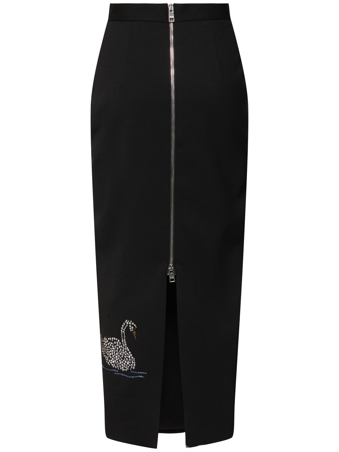 Shop Msgm Embroidered Midi Skirt In Black/silver