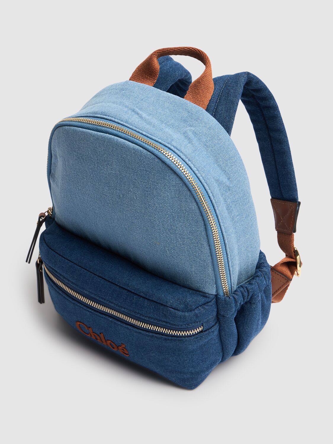 Shop Chloé Cotton Denim Backpack In Blue