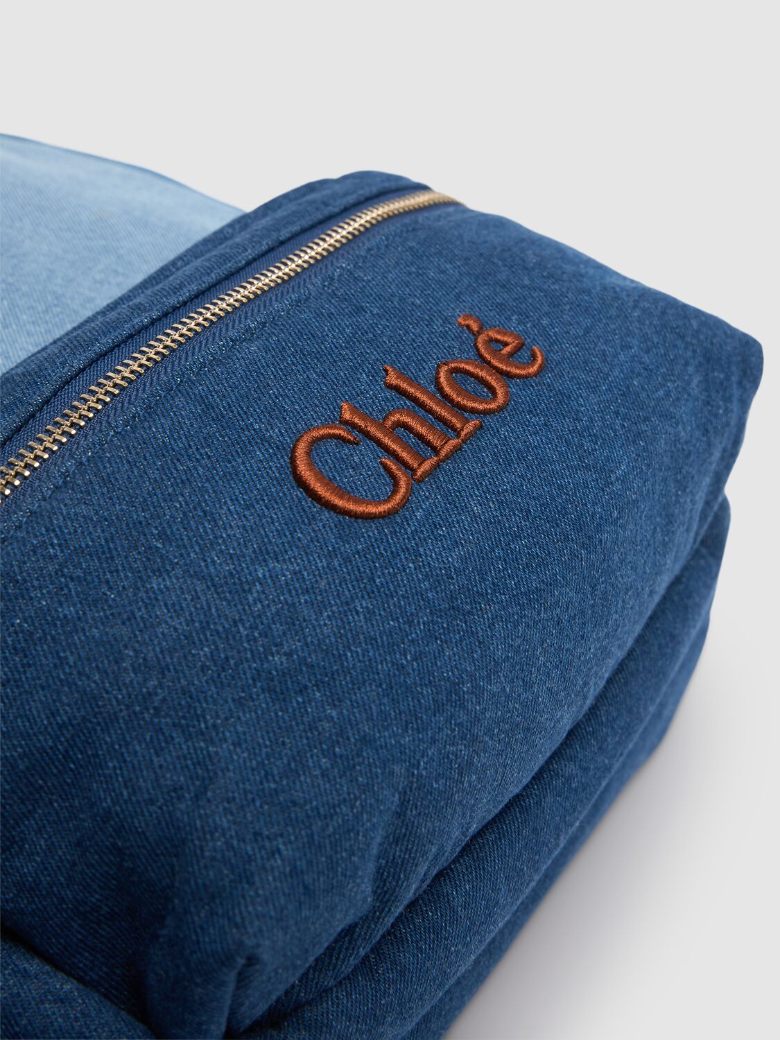 Shop Chloé Cotton Denim Backpack In Blue