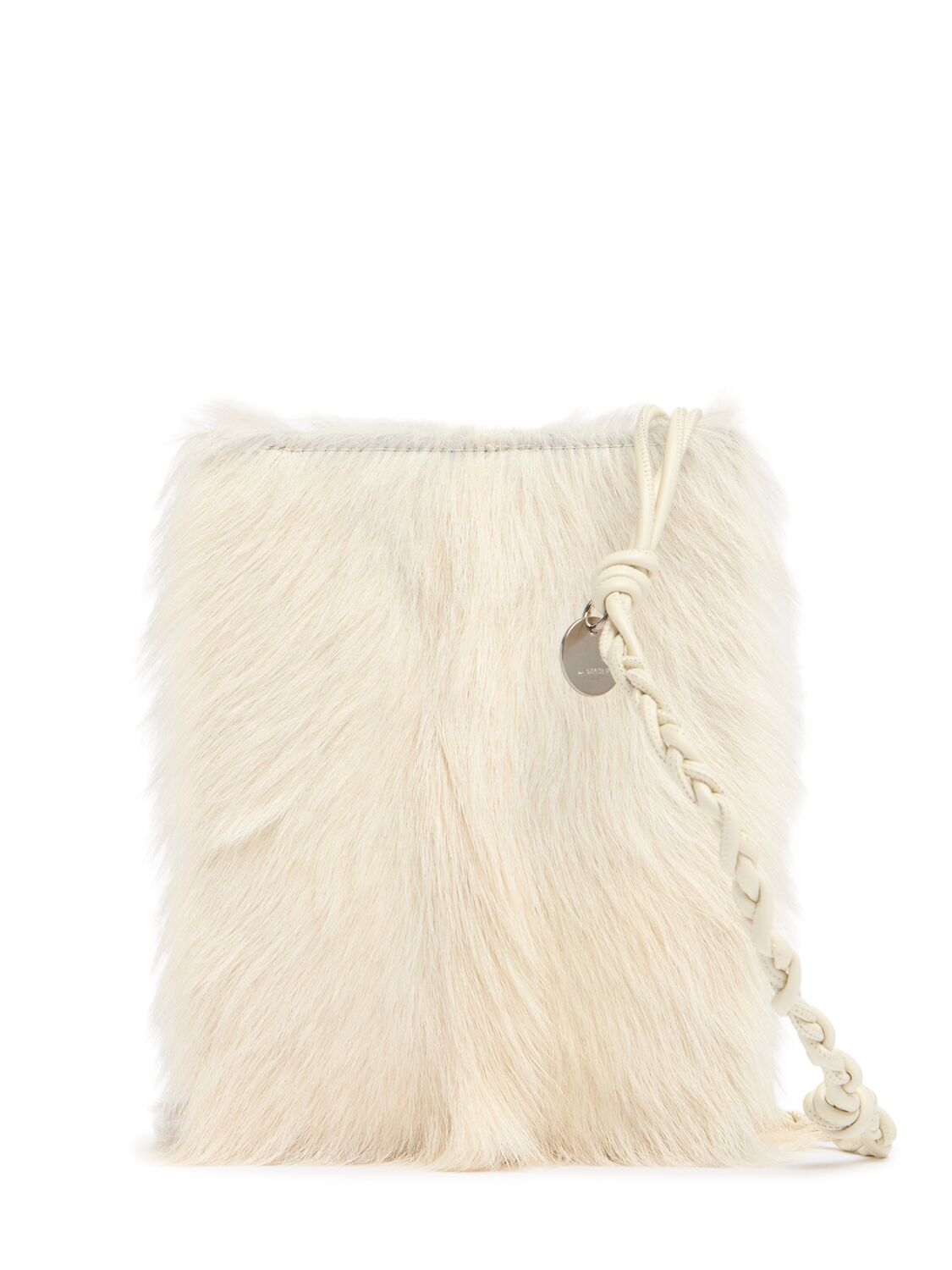 Jil Sander Small Tangle Fur Shoulder Bag In Cloud