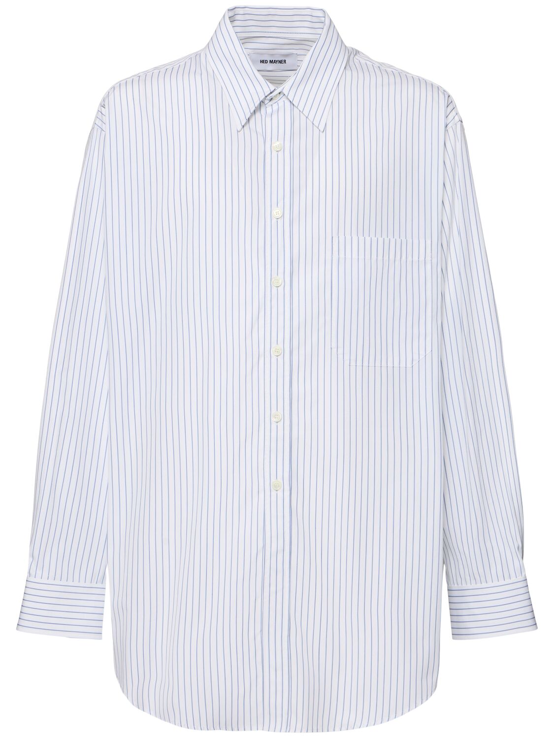 Hed Mayner Striped Cotton Shirt In White