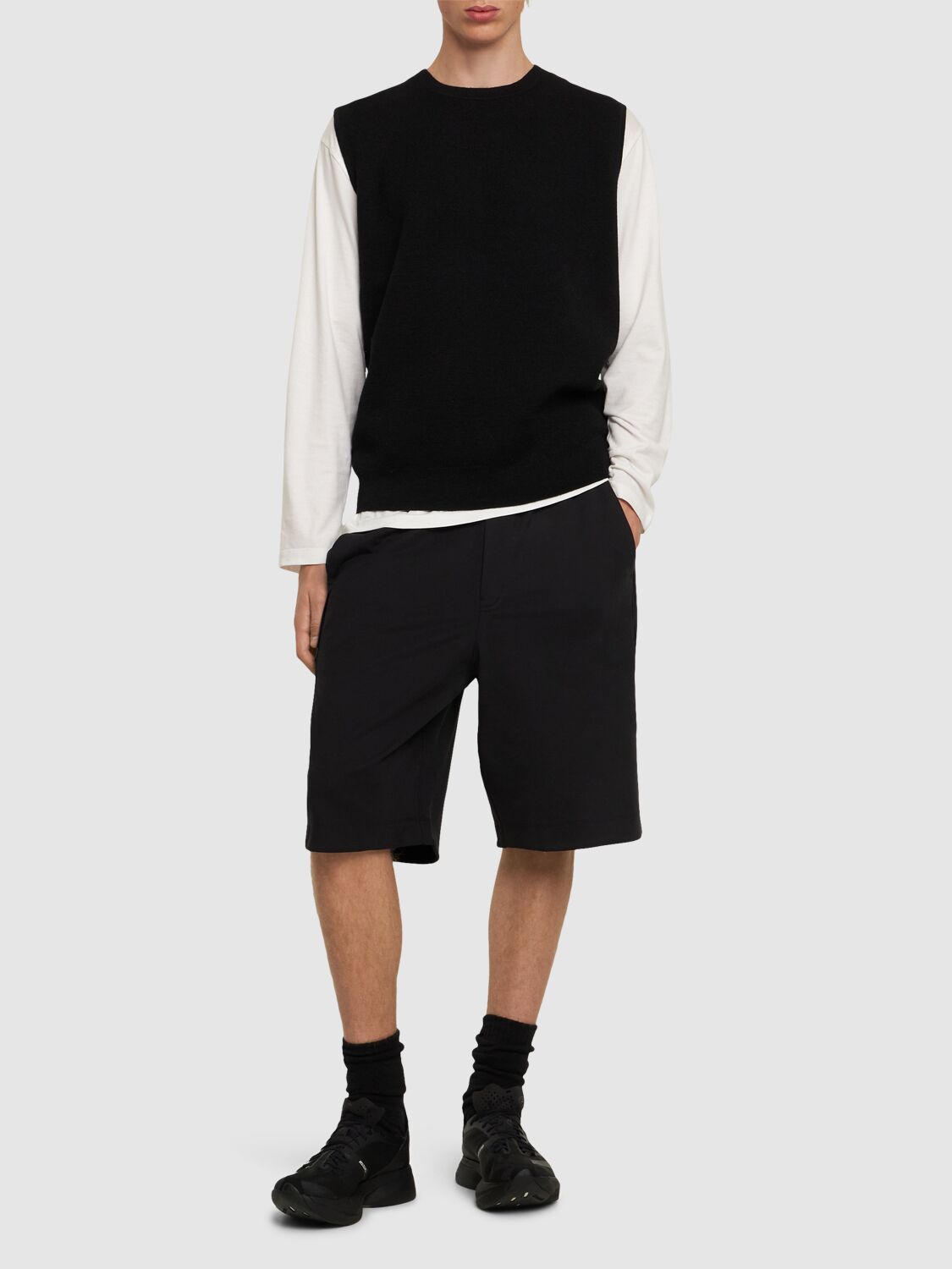 Shop Y-3 Wool Blend Knit Vest In Black