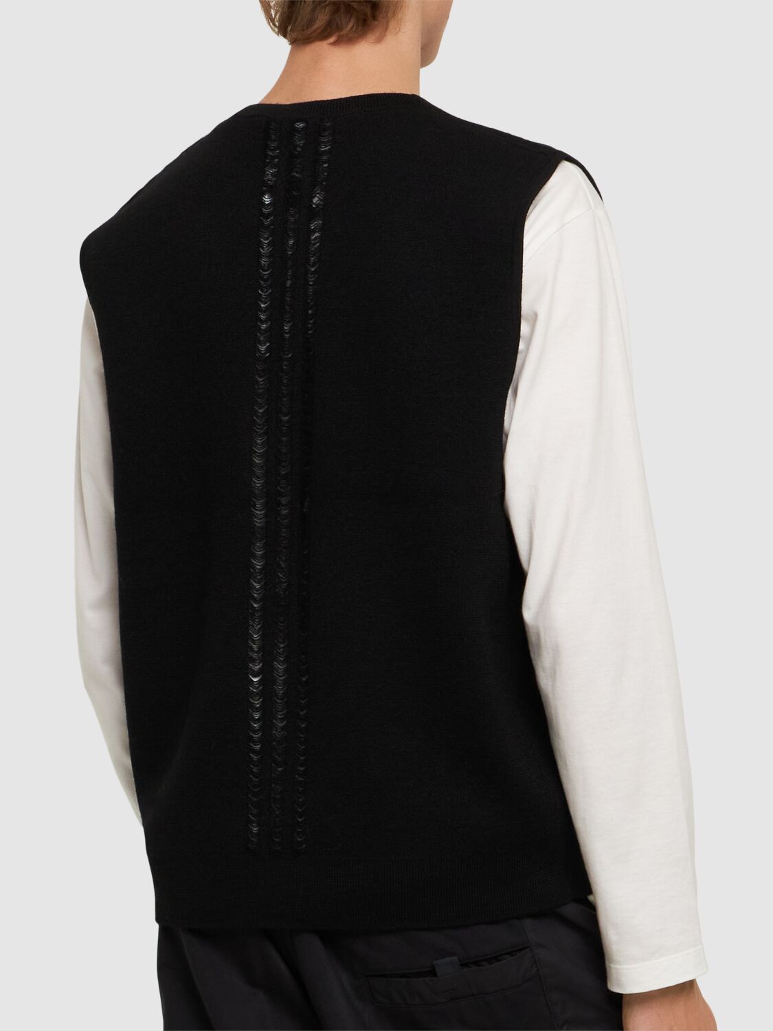 Shop Y-3 Wool Blend Knit Vest In Black