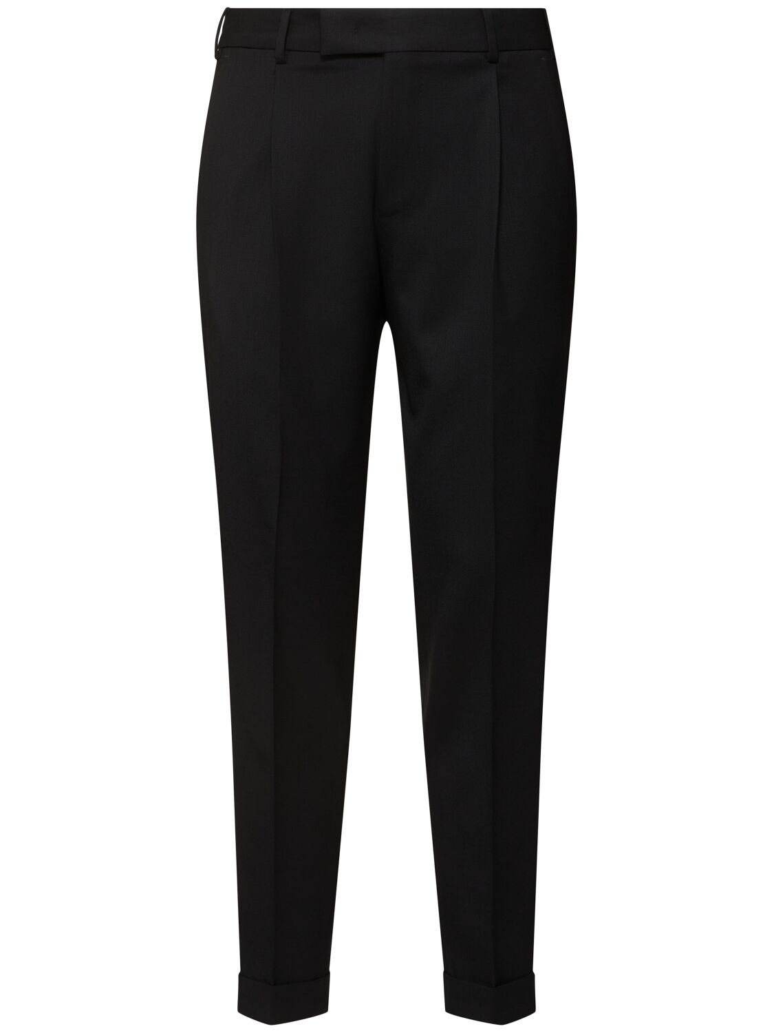 Shop Pt Torino Rebel Pleated Stretch Wool Pants In Black