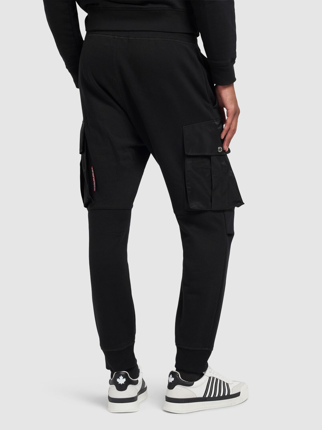 Dsquared2 Cargo Trousers With Elasticated Cuffs And Drawstring Waist In Black