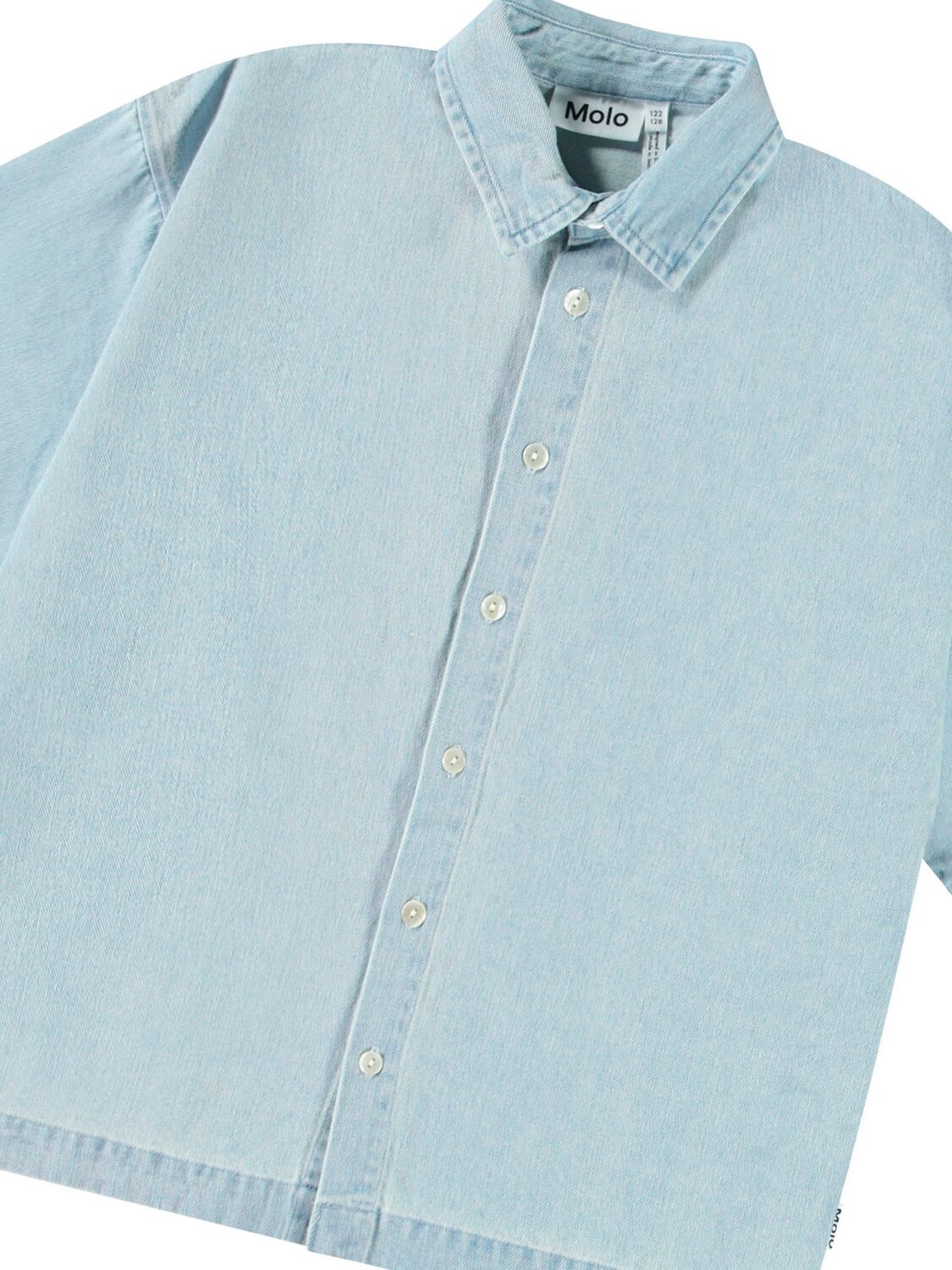 Molo Organic Cotton Denim Shirt In Light Blue