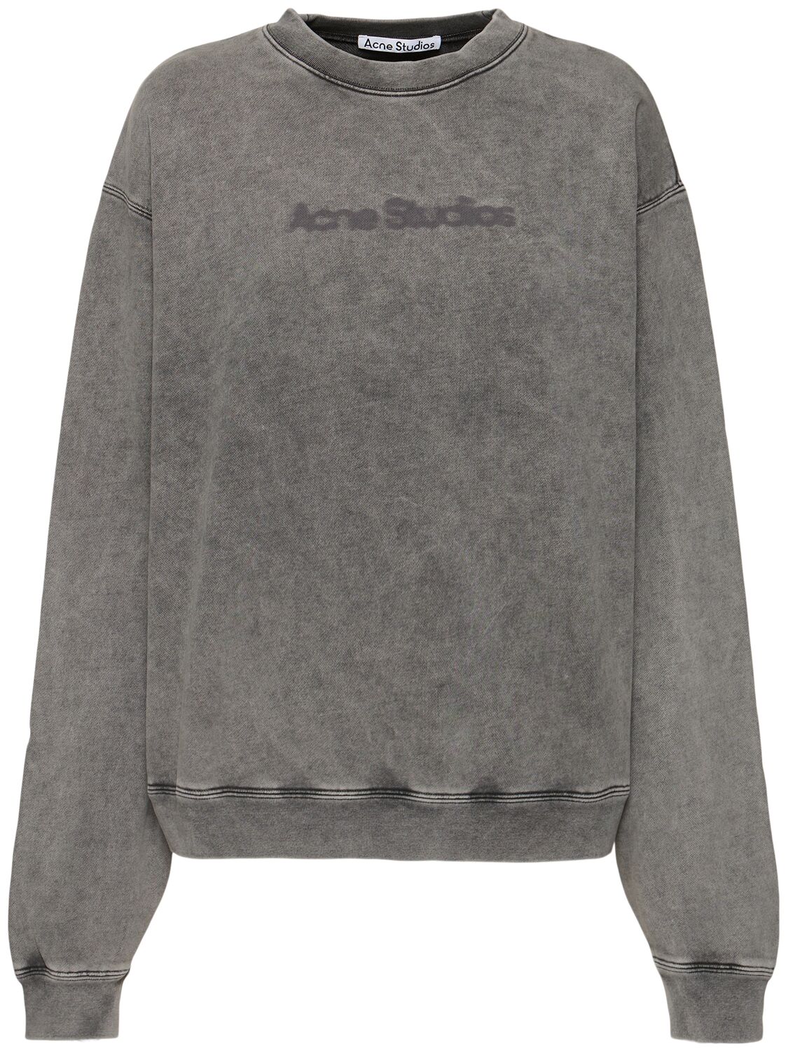 Acne Studios Cotton Jersey Logo Crewneck Sweatshirt In Gray