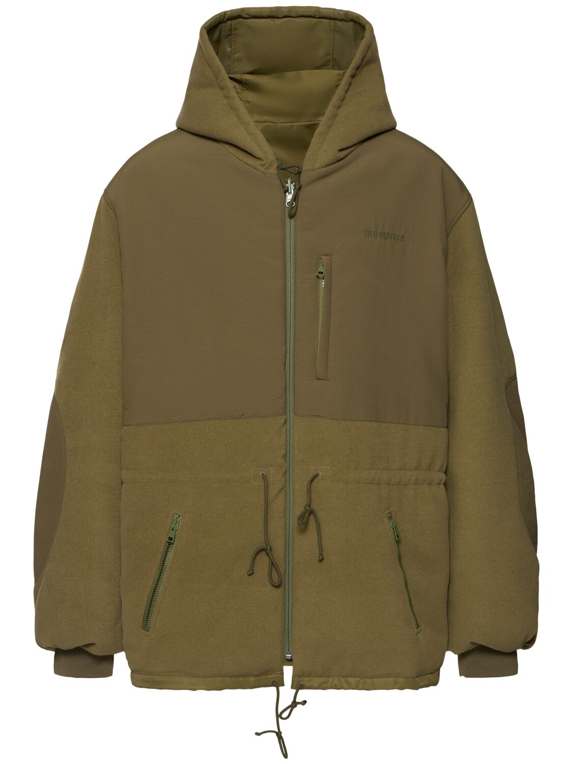 Shop Hed Mayner Reversible Hooded Nylon Twill Parka In Green