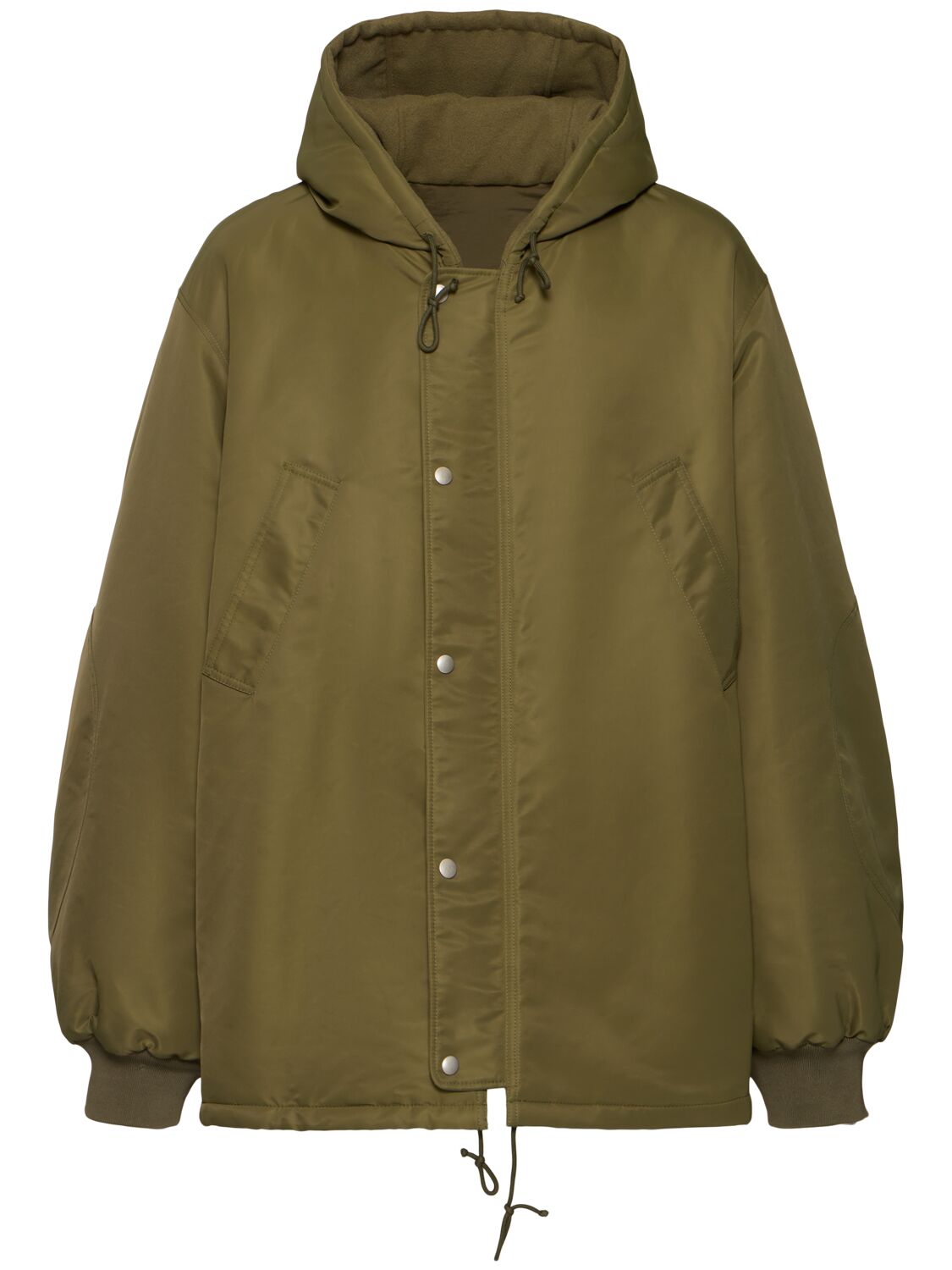 Hed Mayner Hooded Nylon Twill Parka In Green