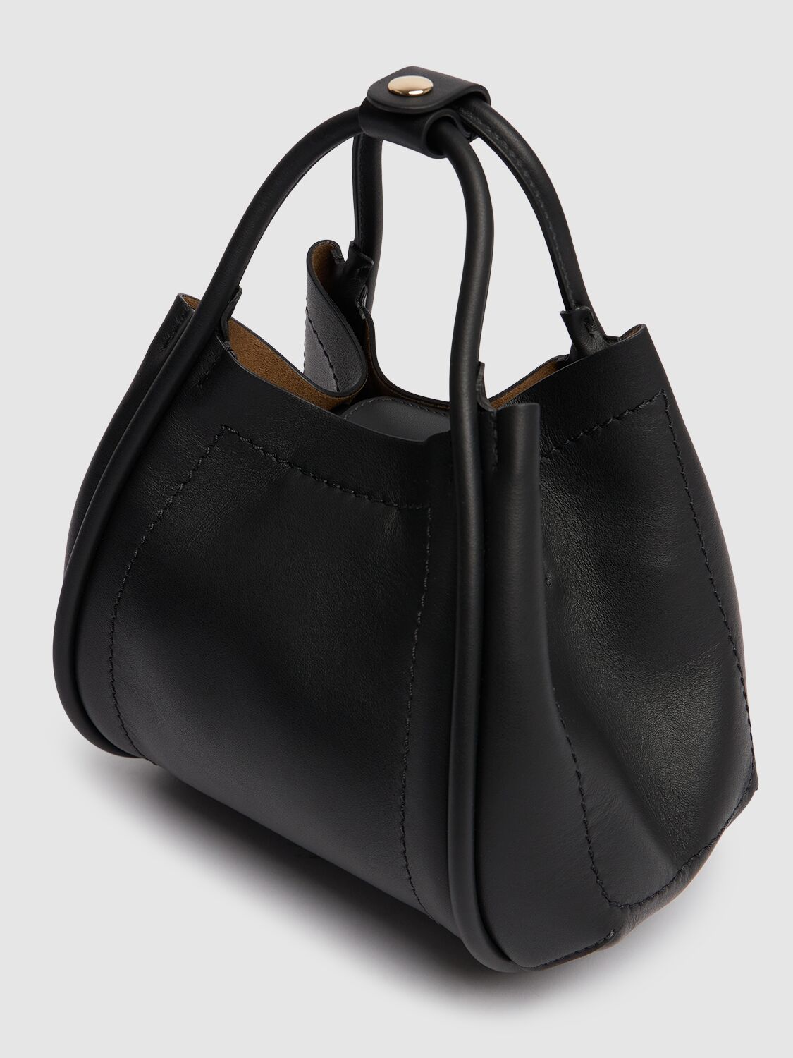 Shop Max Mara Xs Marin Leather Top Handle Bag In Black