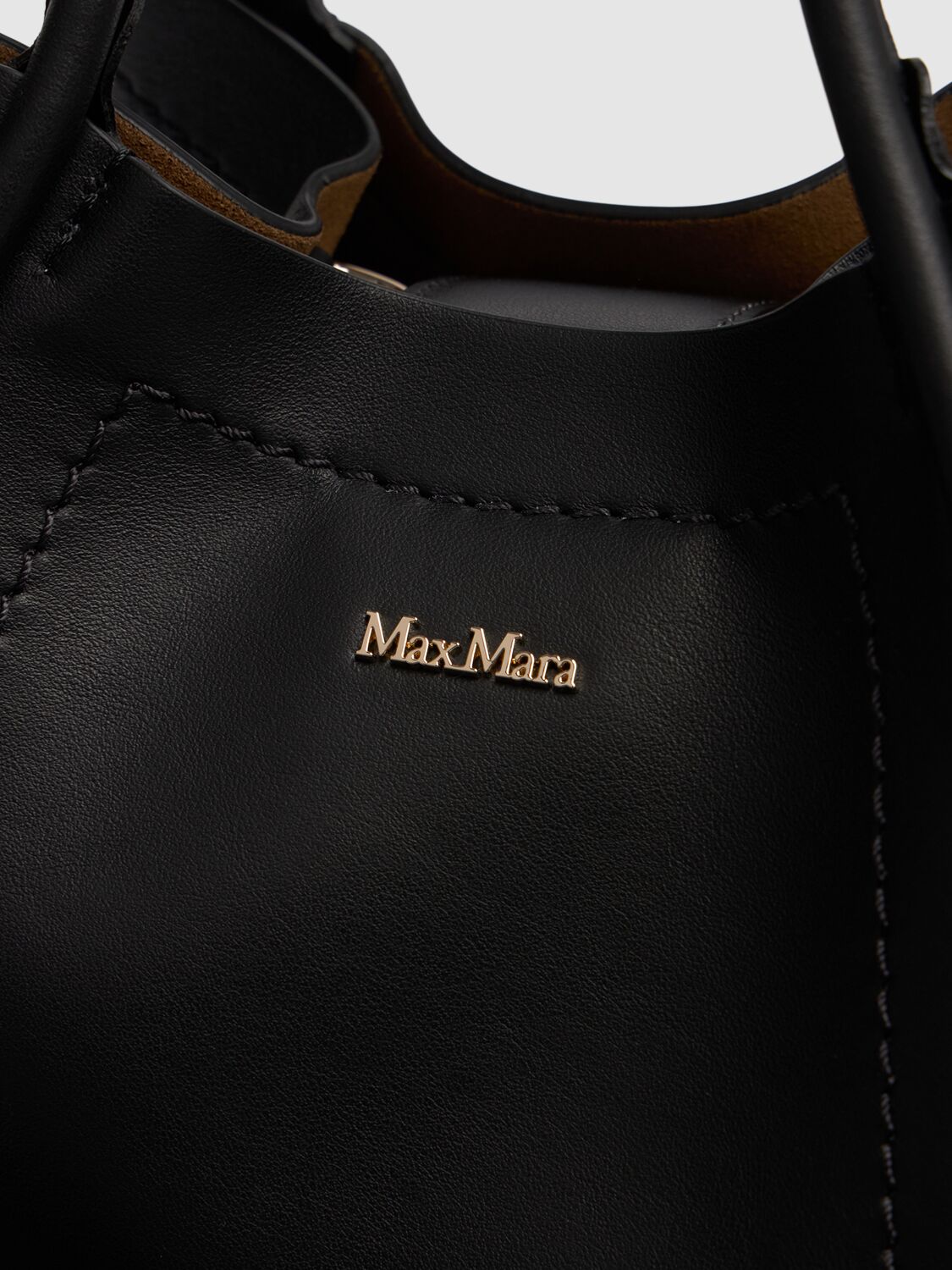 Shop Max Mara Xs Marin Leather Top Handle Bag In Black