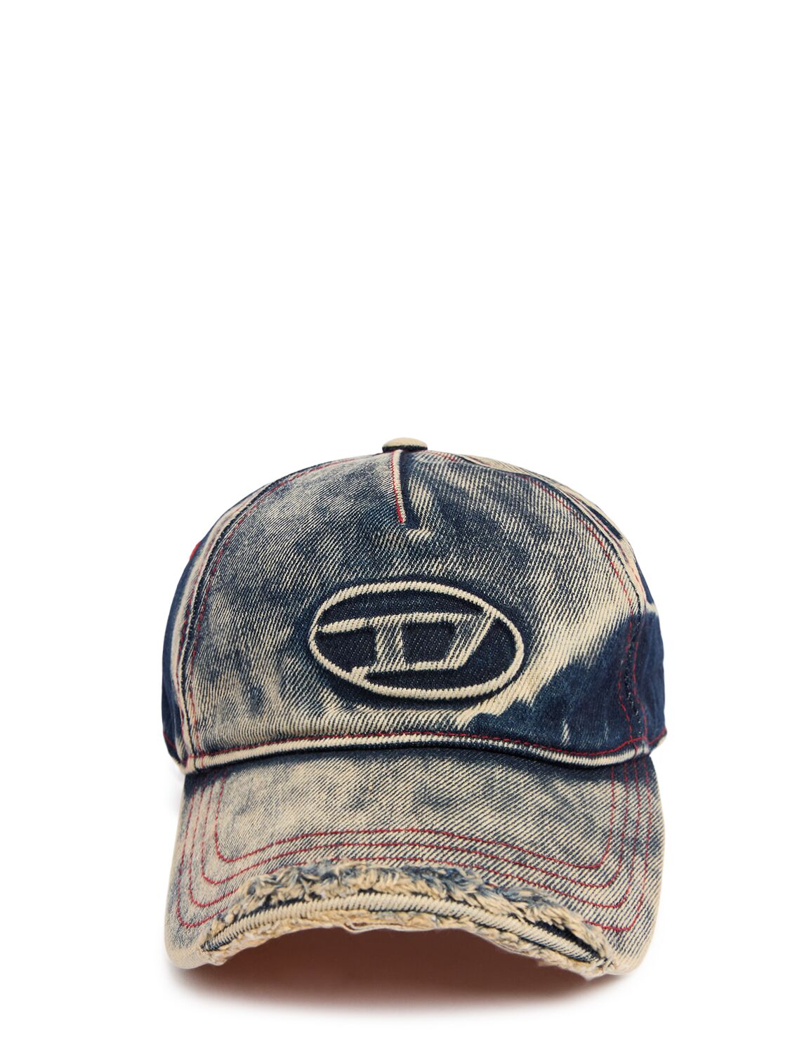 Diesel C-seymon Washed Cotton Baseball Cap In Blue/beige