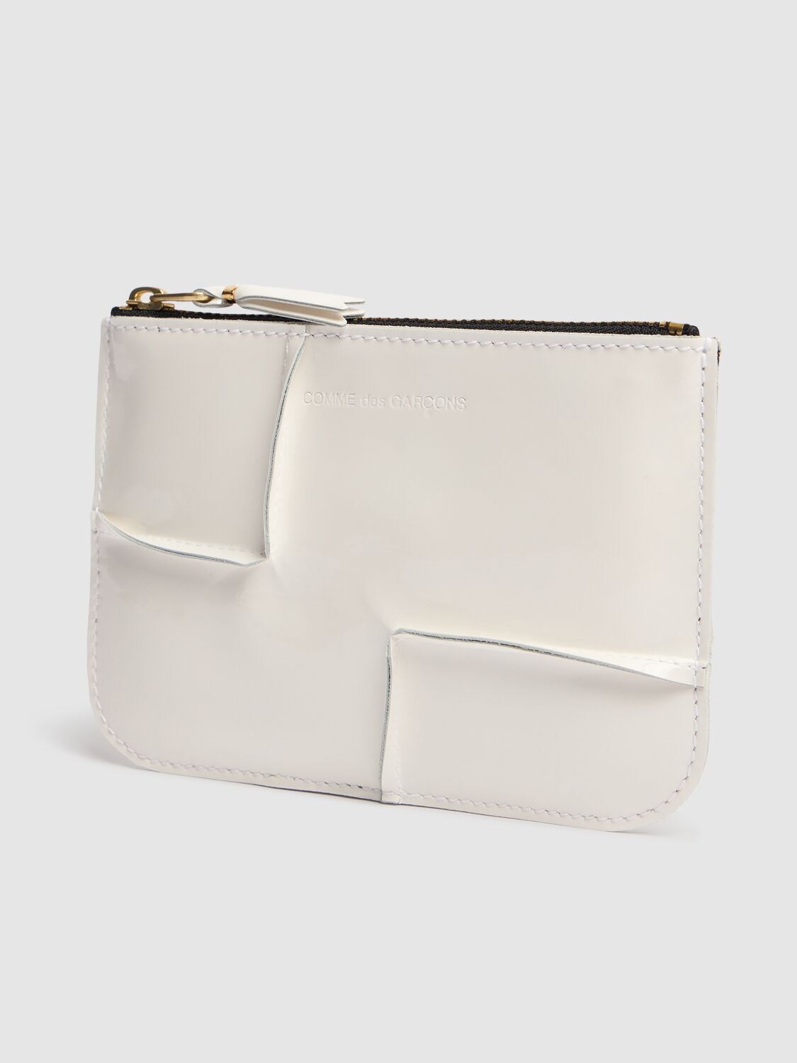 COMME DES GARÇONS REVERSED HEM PATENT ZIP WALLET 