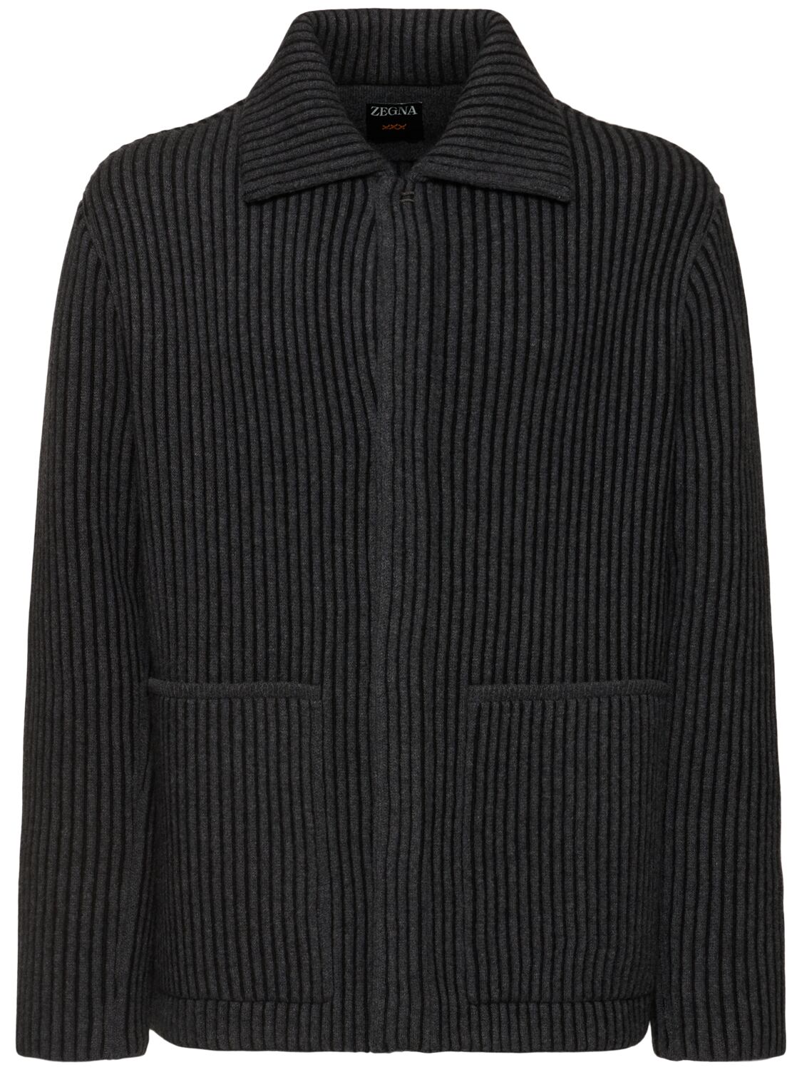 Zegna Wool Blend Chore Jacket In Dark Grey