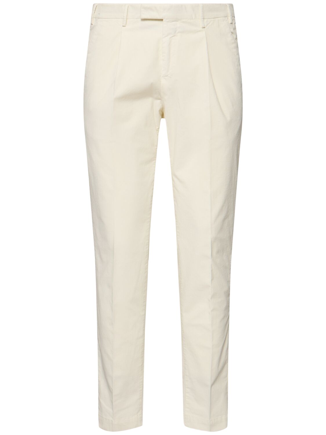 Pt Torino Master Stretch Cotton Blend Satin Pants In White