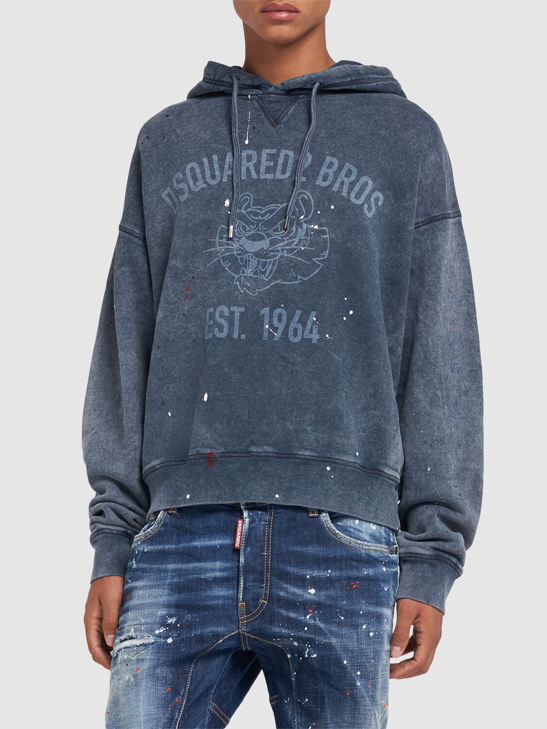 Shop Dsquared2 Cypro Fit Sweatshirt Hoodie In Navy